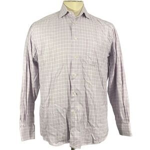 Boss Hugo Boss Purple Houndstooth Check Long Sleeve Button Front Shirt Sz 16/41